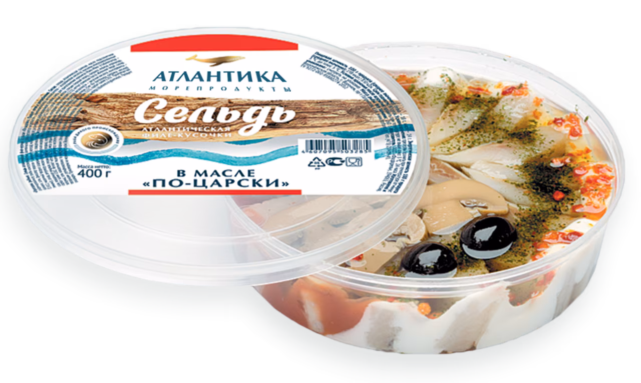 Сельд атлант-сканд. в масле "По-царски" 0,400 г. "Атлантика"