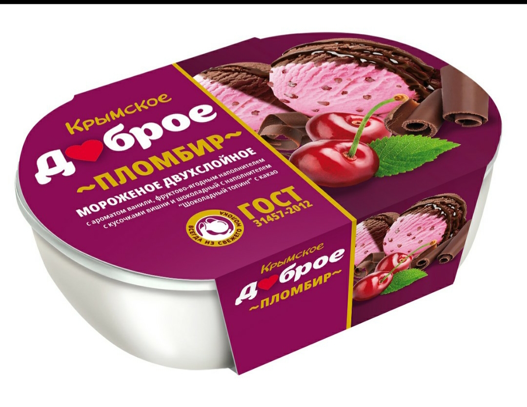 Пломбир Двухсл. с ФЯН с кусоч. вишни и шок. наполн. "Топинг шоколадный"с какао 450 гр.