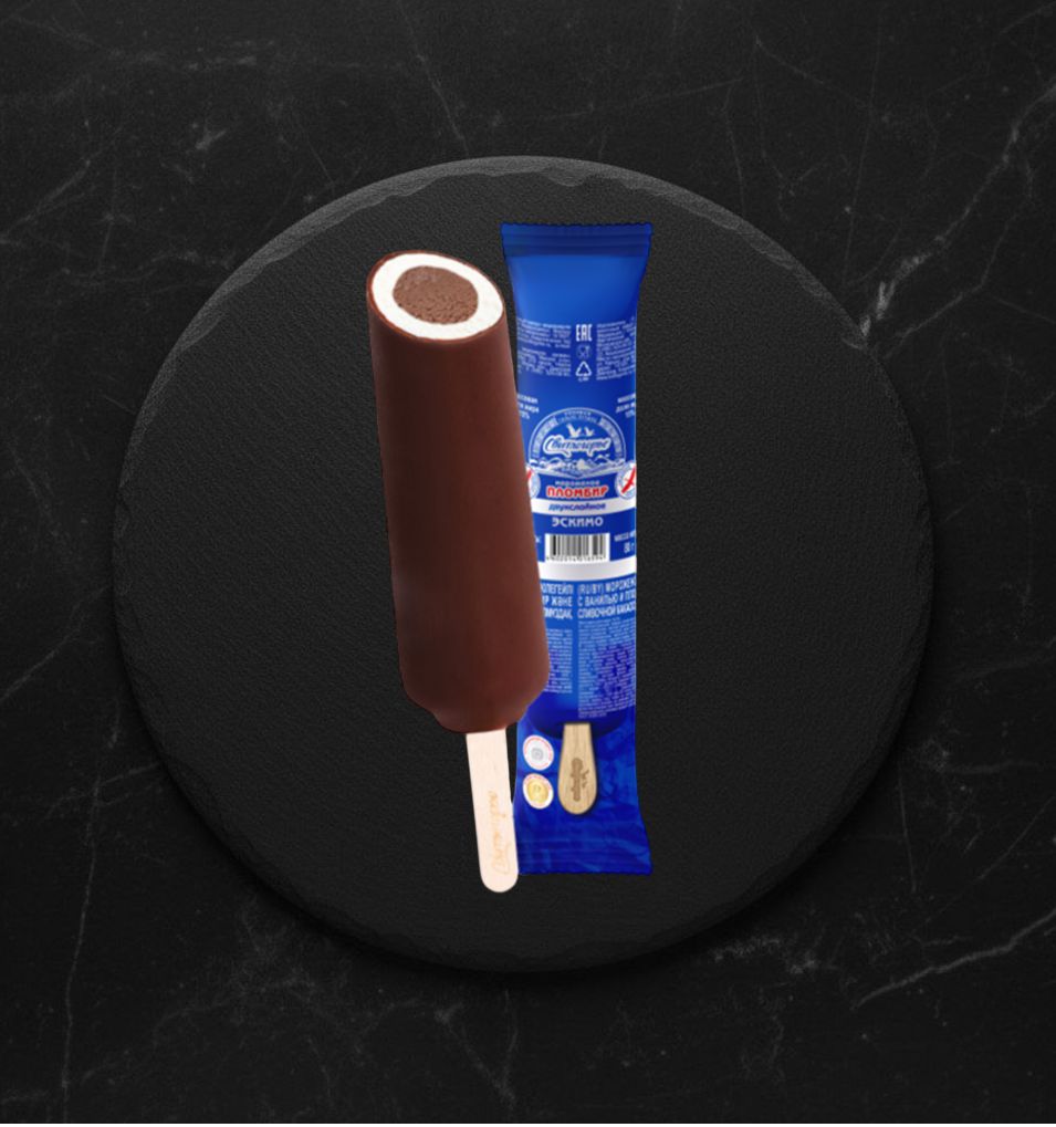 Мороженое 2сл. пломбир с ар.Ванили, шок.с просл. шок.глаз 12% 65гр