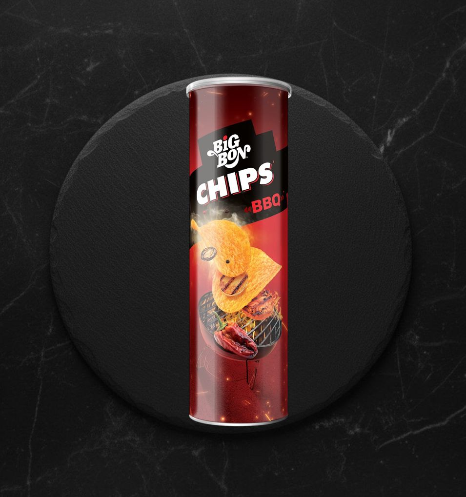 Чипсы Биг Бон Барбекю 130г (тубус)