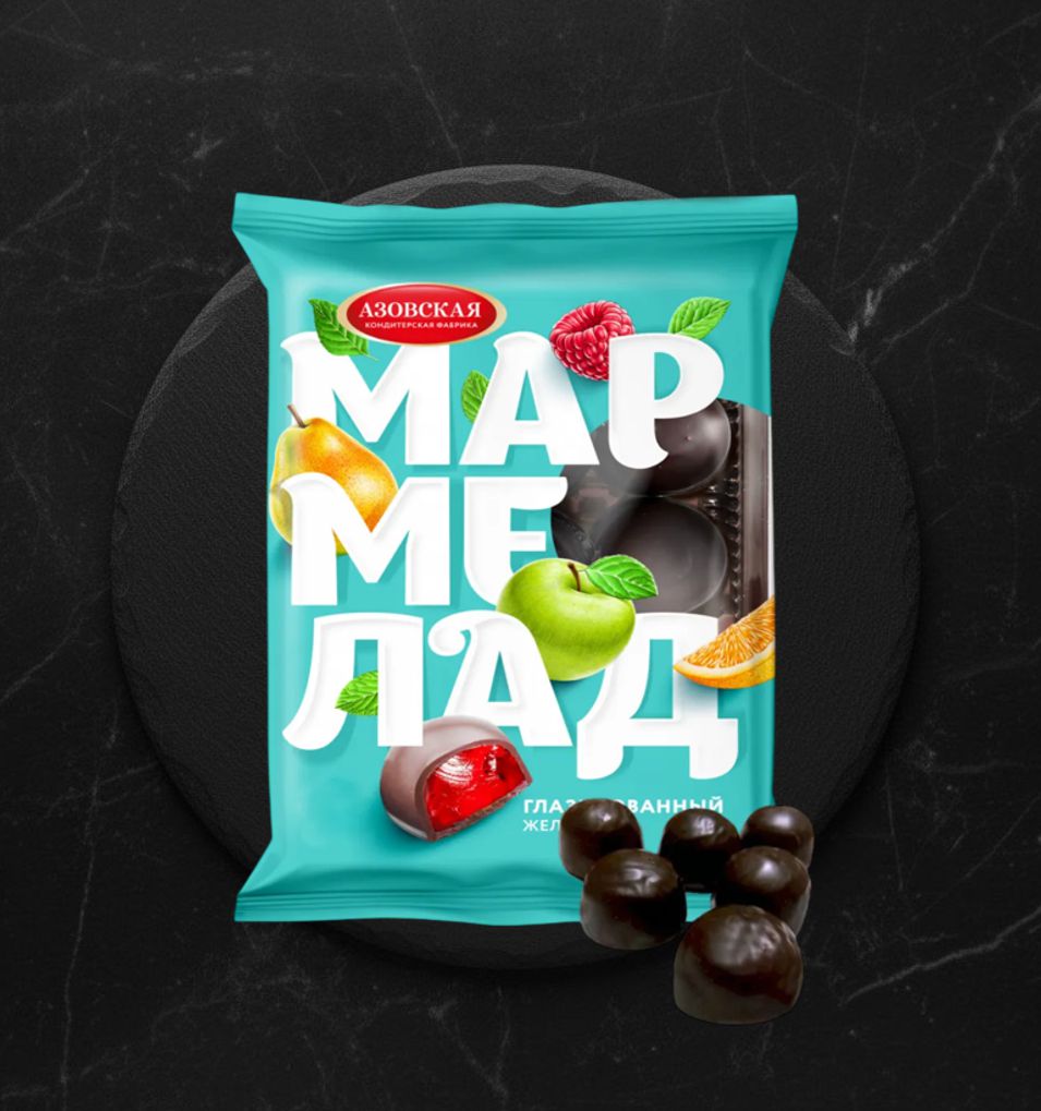 Мармелад желейный глазированный 250 гр Азовская кф