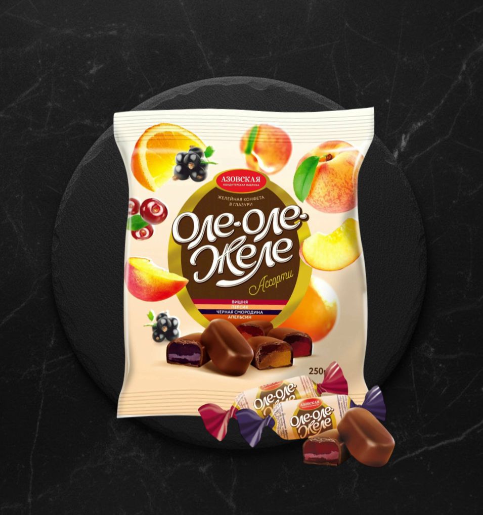 Конфеты Желейные Глазированные Ассорти ОЛЕ-ОЛЕ-ЖЕЛЕ 250 г