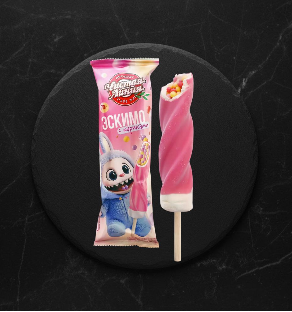 Мороженое Эскимо пломб.с рис. шариками в малин. глаз. Спиролло 70г70г