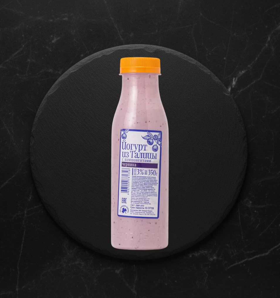 Йогурт питьевой Из Талицы черника 3% бут 350г