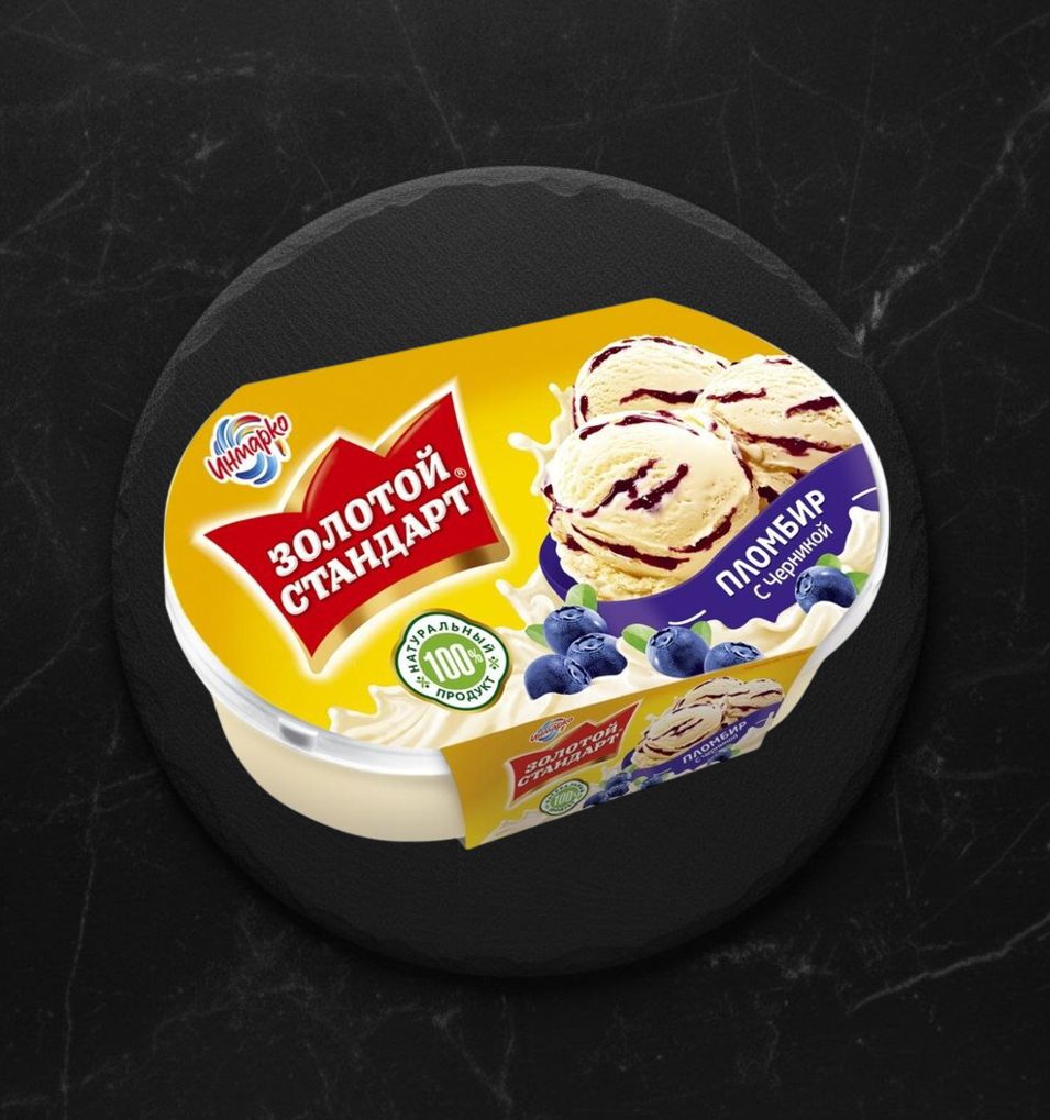 Мороженое ЗОЛ.СТАНД.Пломбир ЧЕРНИКА 445гр контейнер