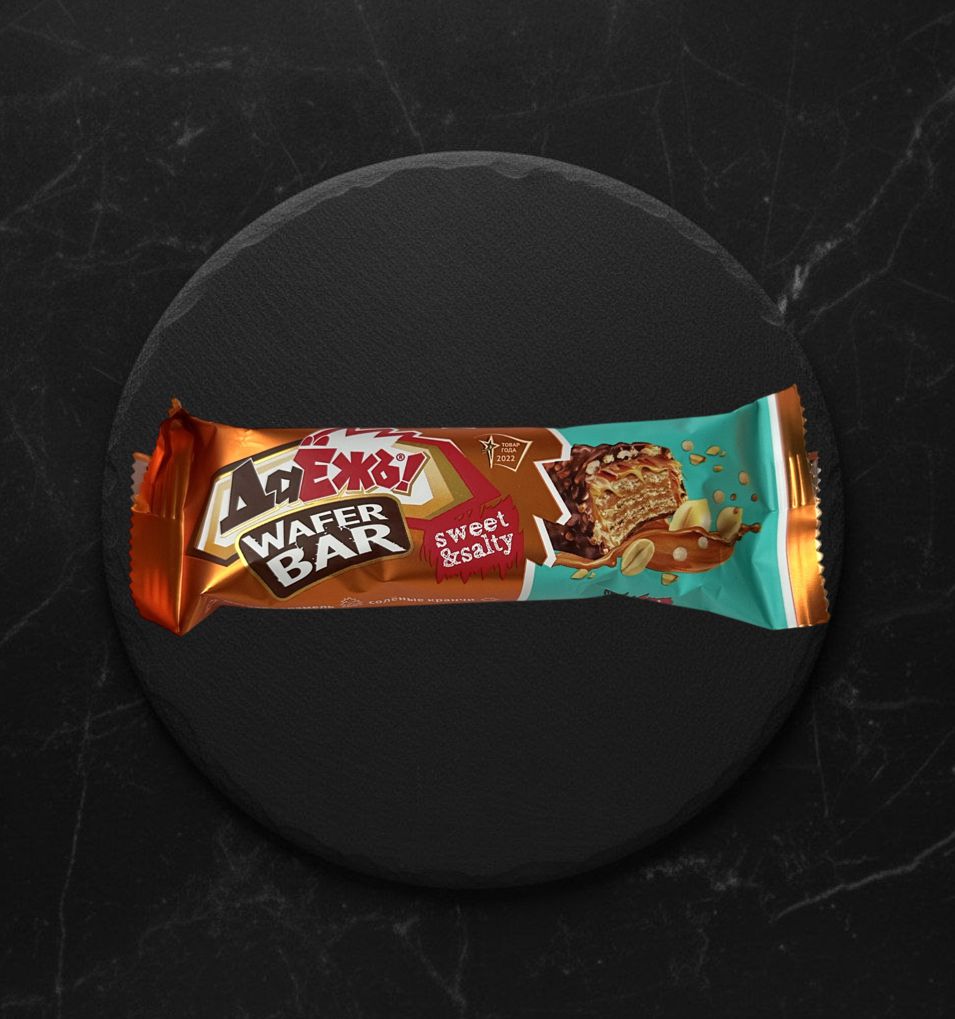 Конфеты ДАЁЖЪ WAFER BAR карамель, арахис и солен. кранчами вафельные фас. 54гр ЭССЕН