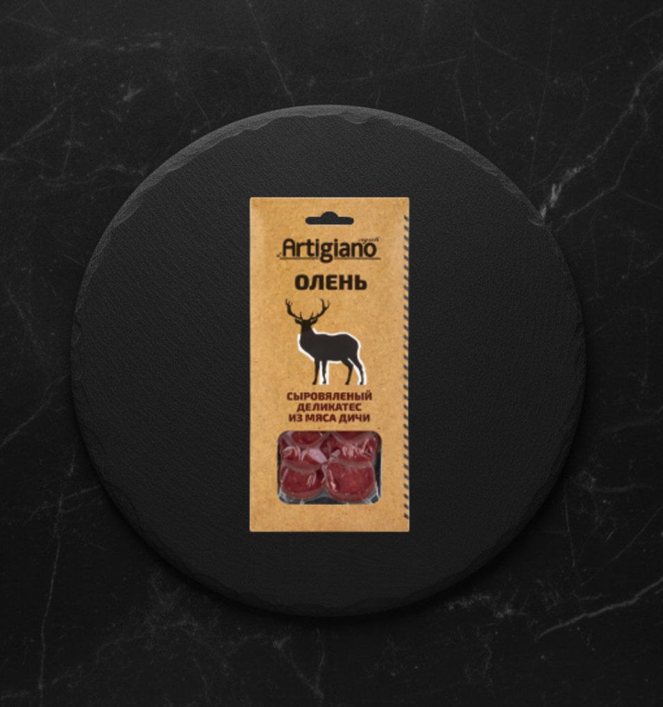 Колбаса сыровяленая из оленины 75г нарезка