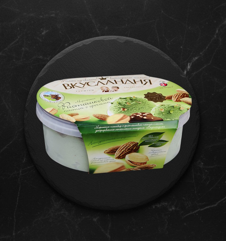 Мороженое Вкусландия Фисташка/кус минд 450 гр лоток