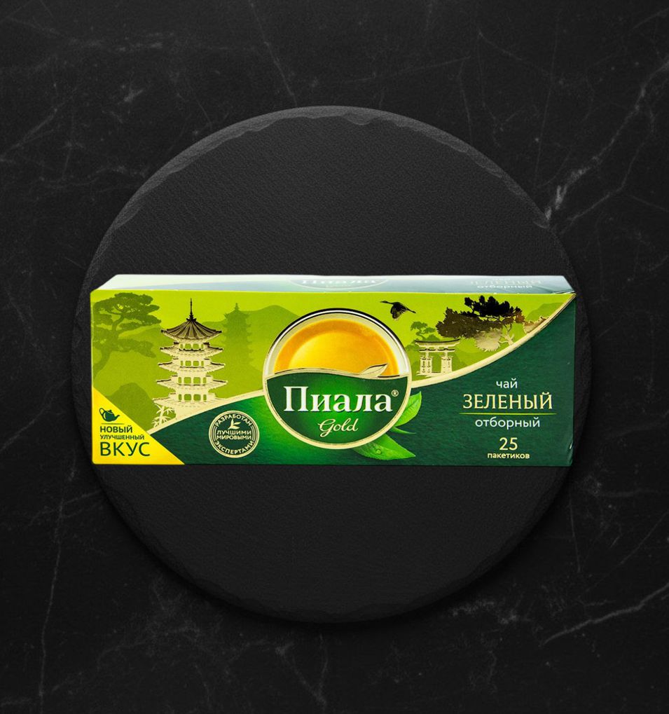 Чай ПИАЛА GOLD Отборный зеленый, в/с 25п*1,8г