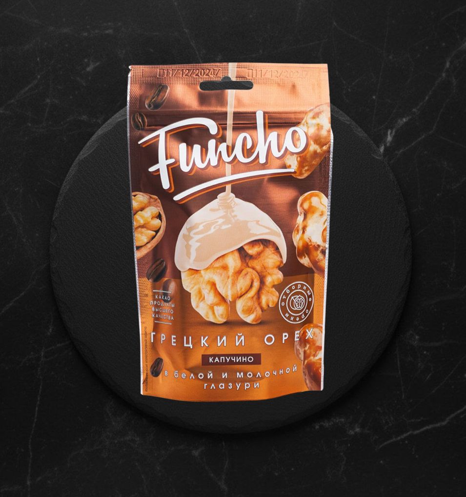 Funcho 100г Драже Грецкий Орех в бел.молочн. глазури с ар. Капучино
