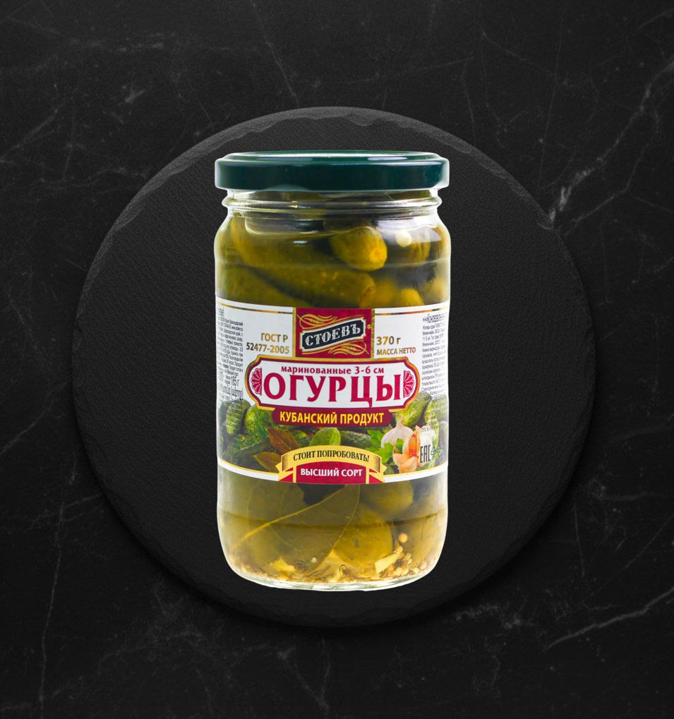 Огурцы маринованные 370г. Стоевъ с/б
