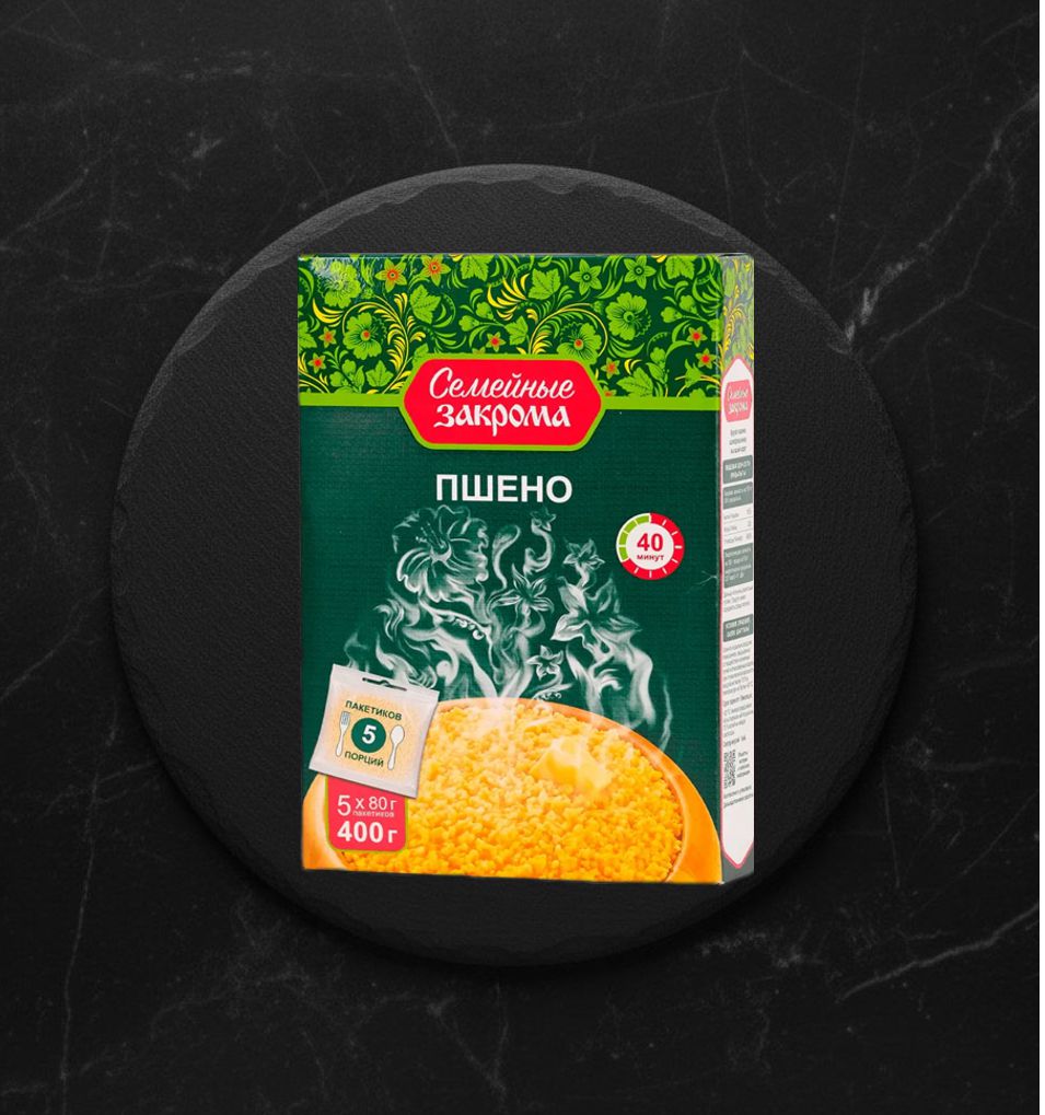 Пшено Шлифованное вар/пак 5х80гр ТМ Семейные закрома