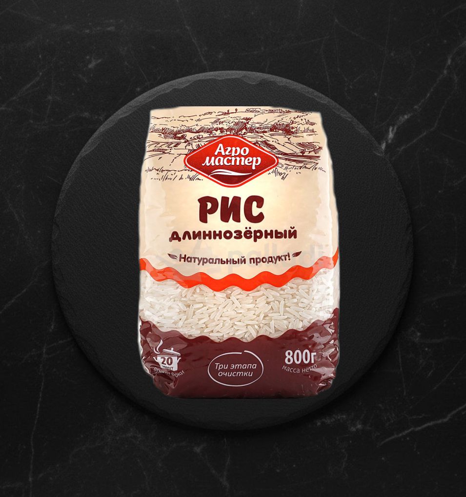 Рис Длиннозерный шлиф Агро Мастер 800г ГОСТ