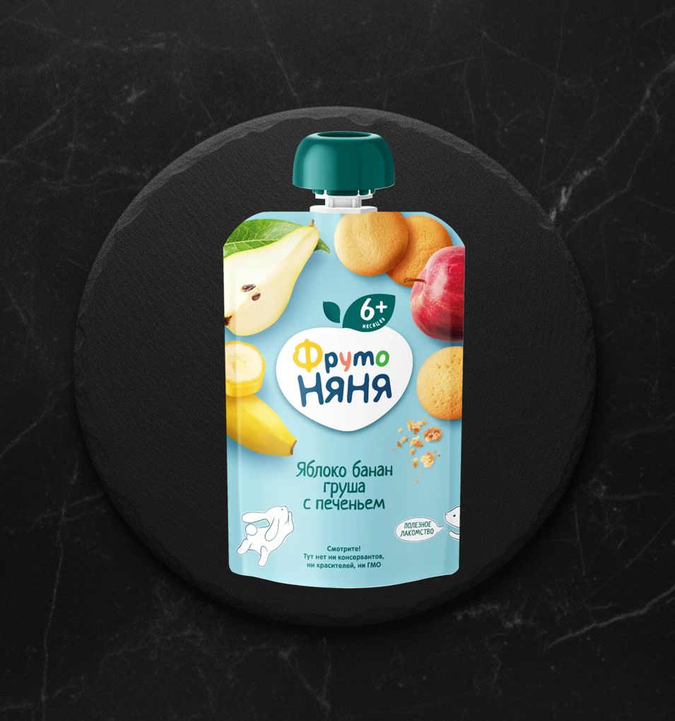 Д/Пюре Фруктовое Фруто Няня ябл/бан/груш/печен 90 г