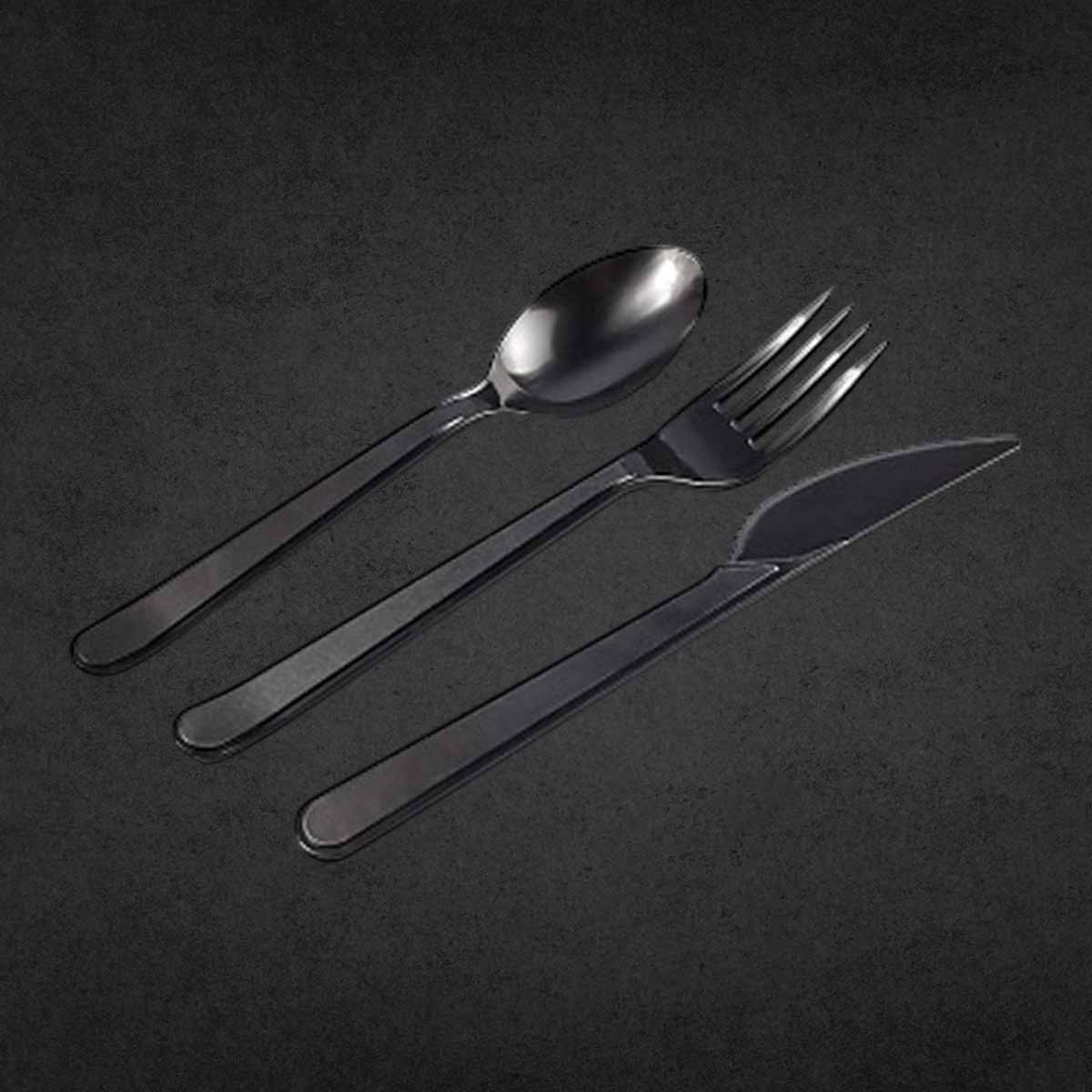 Набор Одноразовой Посуды (Вилка/ложка/нож) черные
