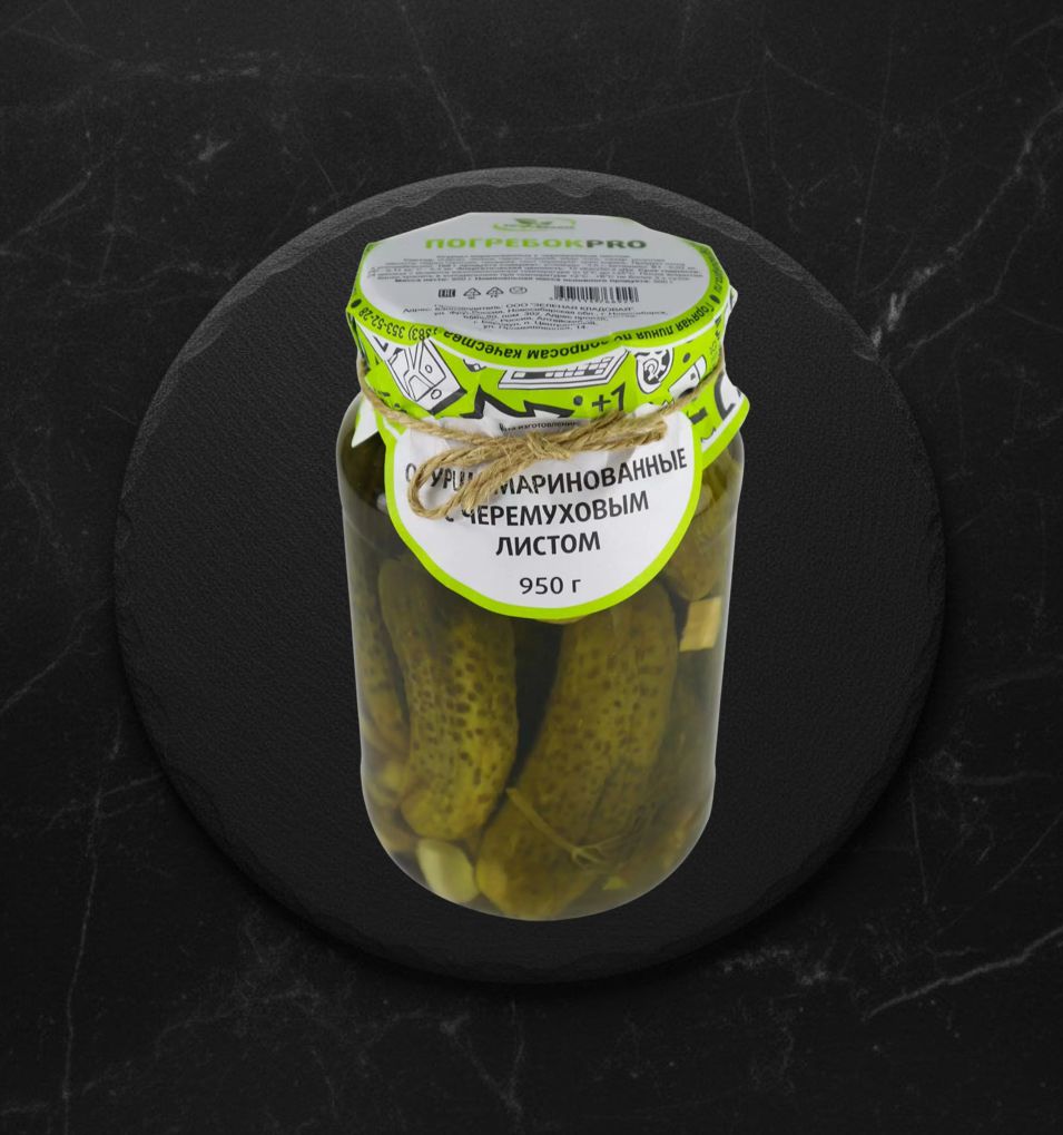 Огурцы Маринованые с черемуховым листом 950мл