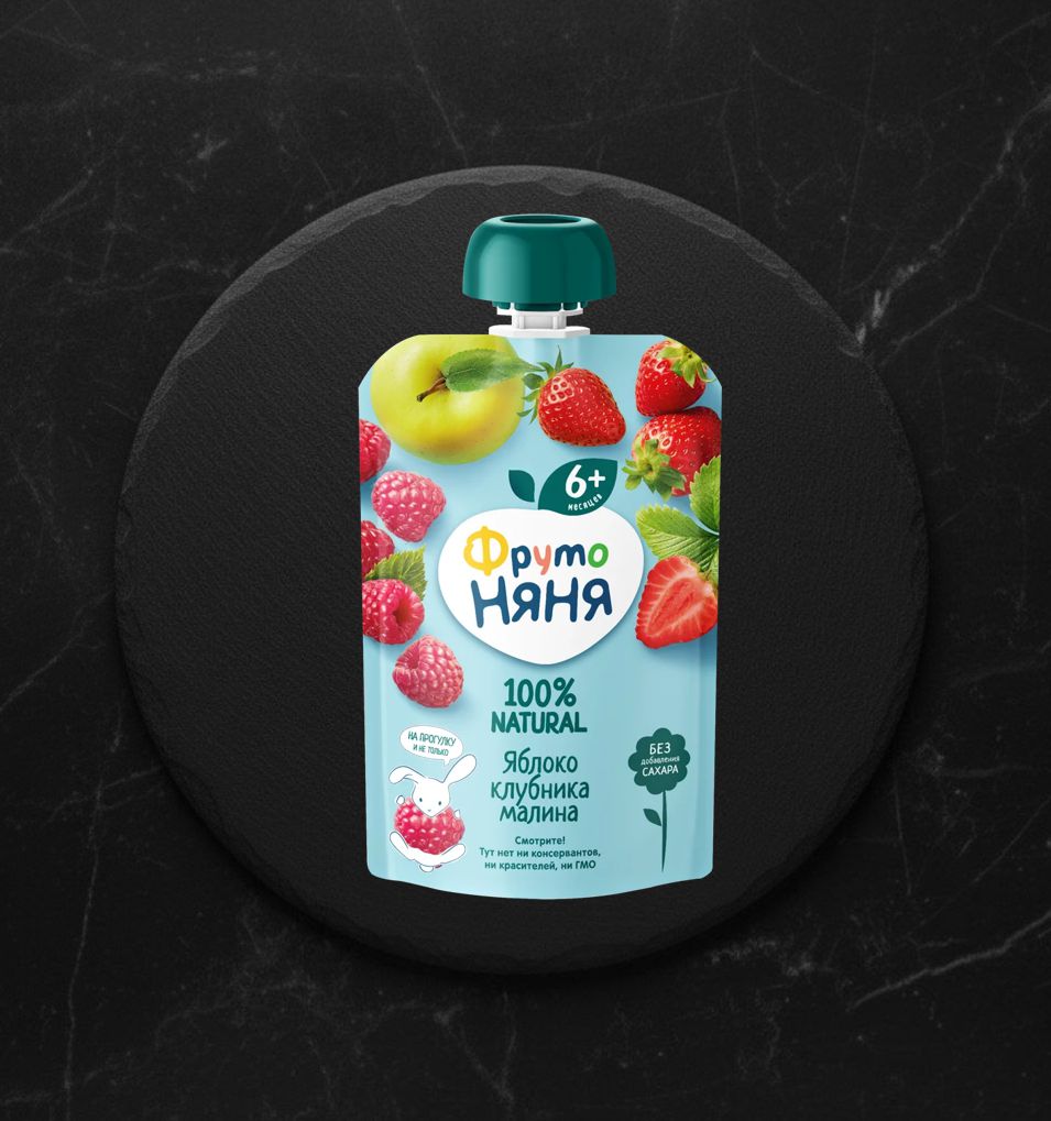 Д/Пюре Фруктовое Фруто Няня яблоко/клуб/малина 90 г