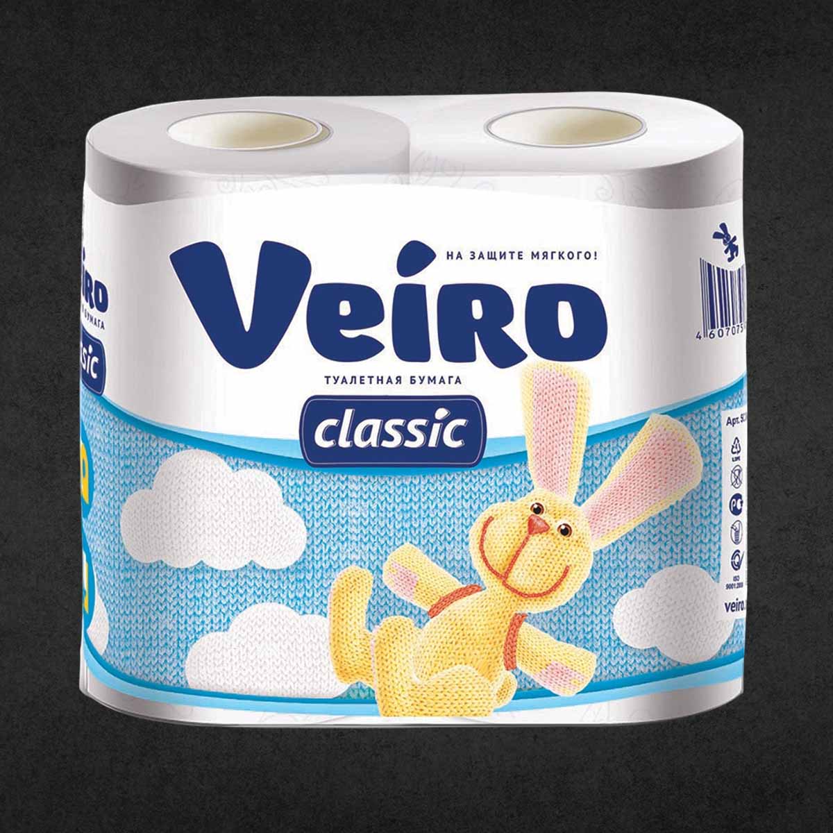 Туалетная Бумага Veiro Classic, БЕЛЫЙ, 2 слоя, 4 рулона