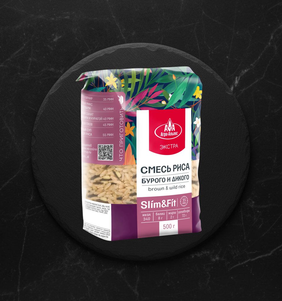 Смесь бурого и дикого риса Агро-Альянс Экстра 500 гр.