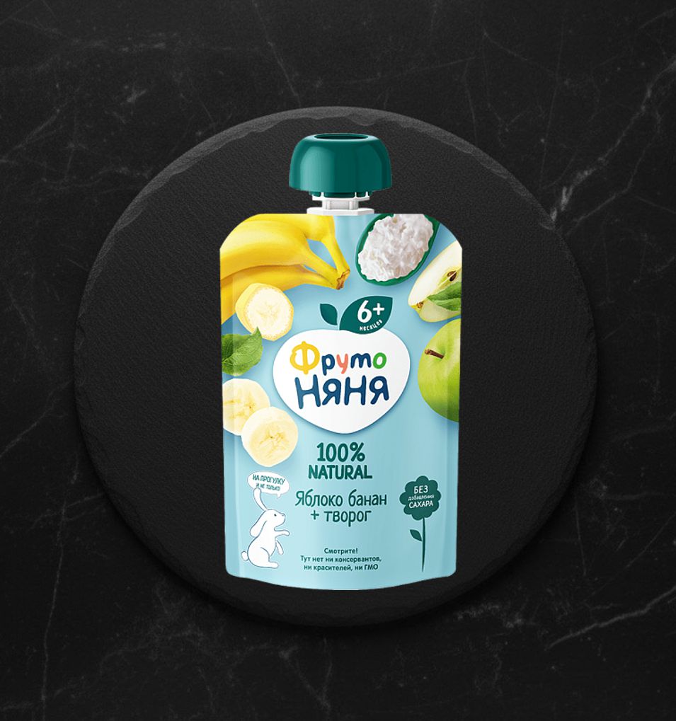 Д/Пюре Фруктовое Фруто Няня с твор/яблоко/банан 90 г