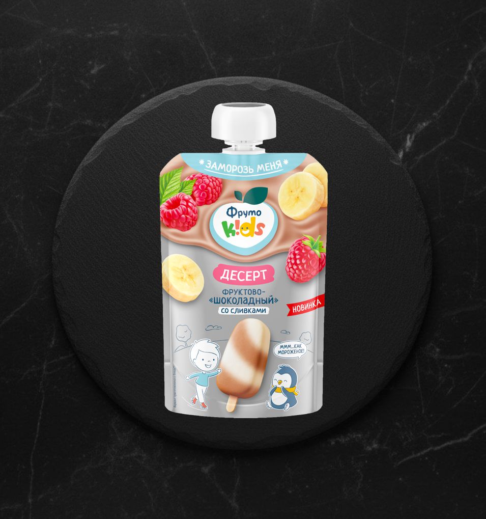 ФрутоНяня Фруктово шоколадный десерт со сливками 90гр