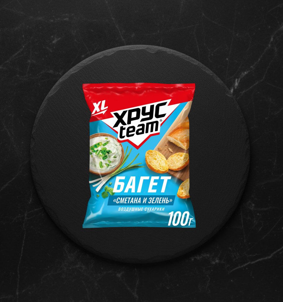 Сухарики Хрусteam Багет Сметана-Зелень, 100 г