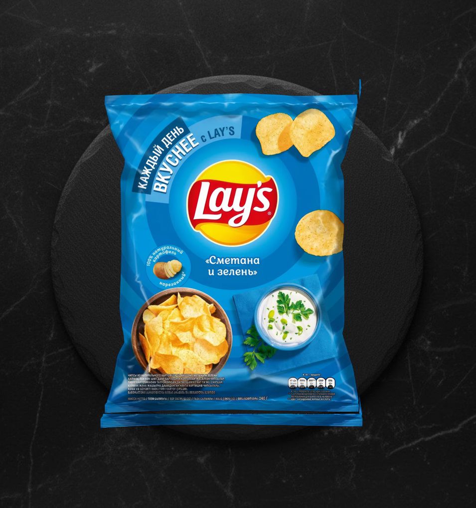Чипсы Lays Сметана и Зелень 140 гр