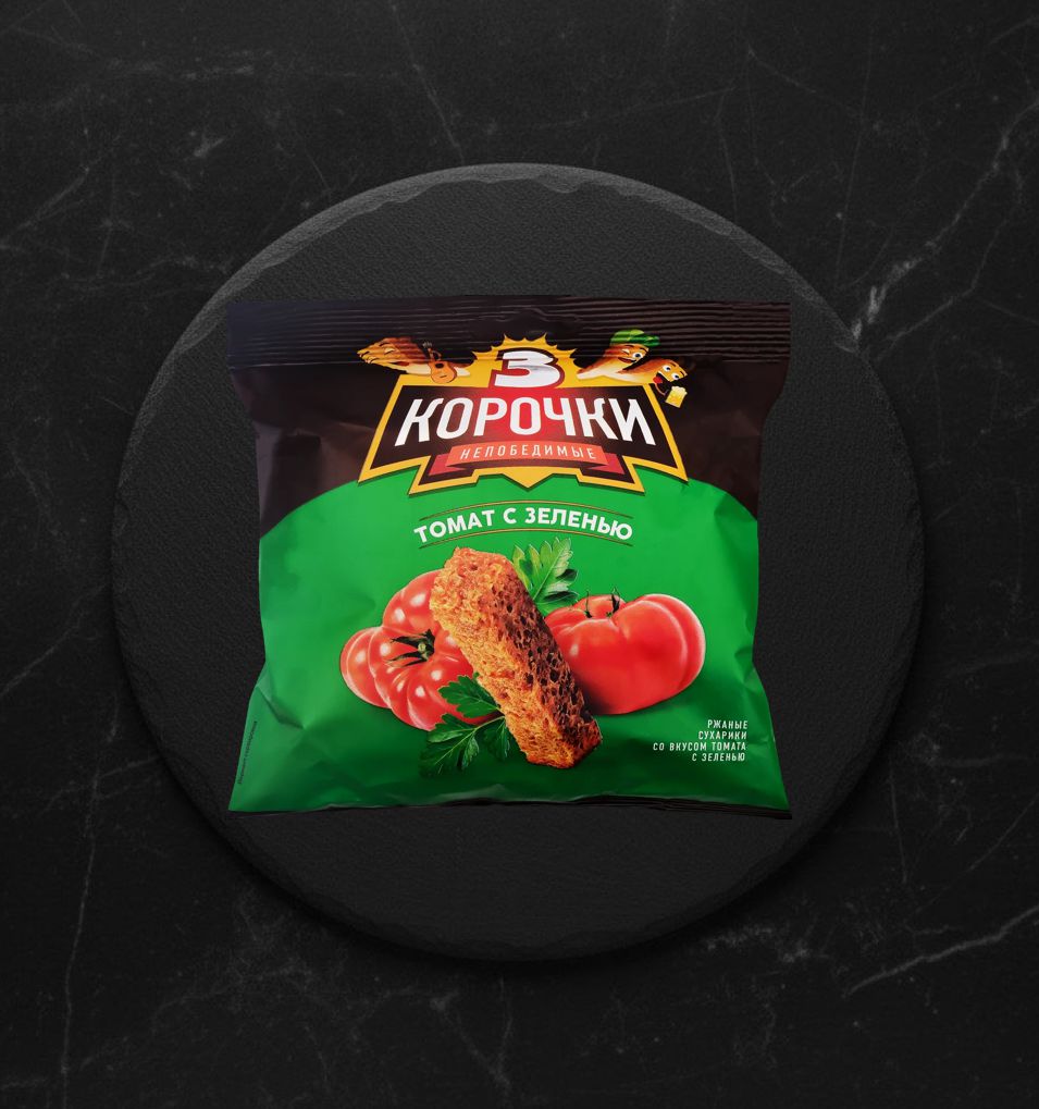 Сухарики 3Корочки Томат с зеленью ржан. 100гр