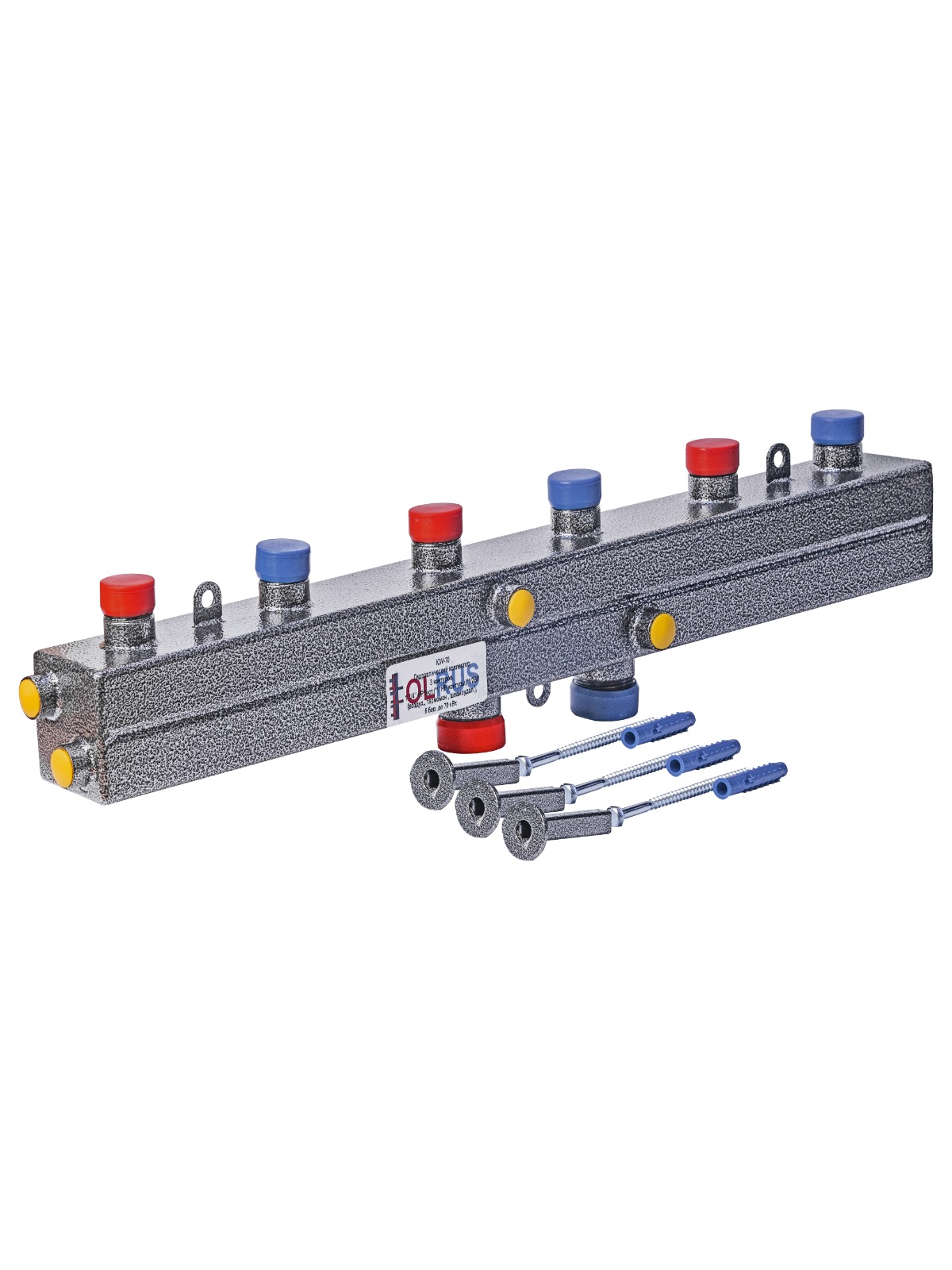 Распределительный коллектор 3 контура, 1 1/4" * 1" до 85 кВт, с кронштейнами, OLRUS, К3V-70