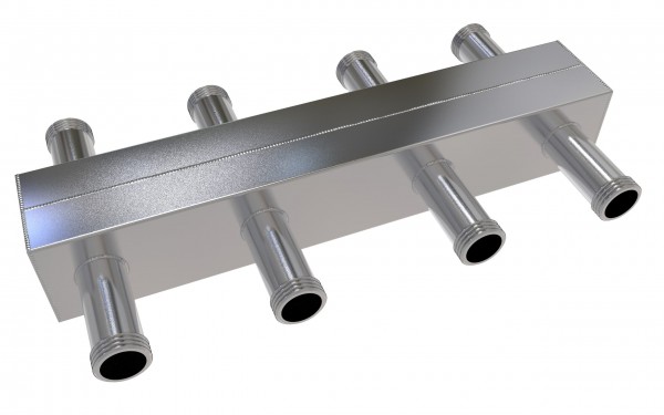 Распределительный коллектор GK20-2.1HP до 40 кВт, 3 контура - 1" НР, нерж.сталь [с креплениями], ПроксиТерм, GK20-2.1НР COMPACT