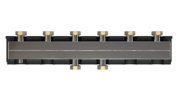 Распределительный коллектор 3 контура с накидными гайками 1 1/2" ВР из нерж. AISI 304 (в теплоизоляции, с кронштейнами), ПроксиТерм, GK3EXPERT