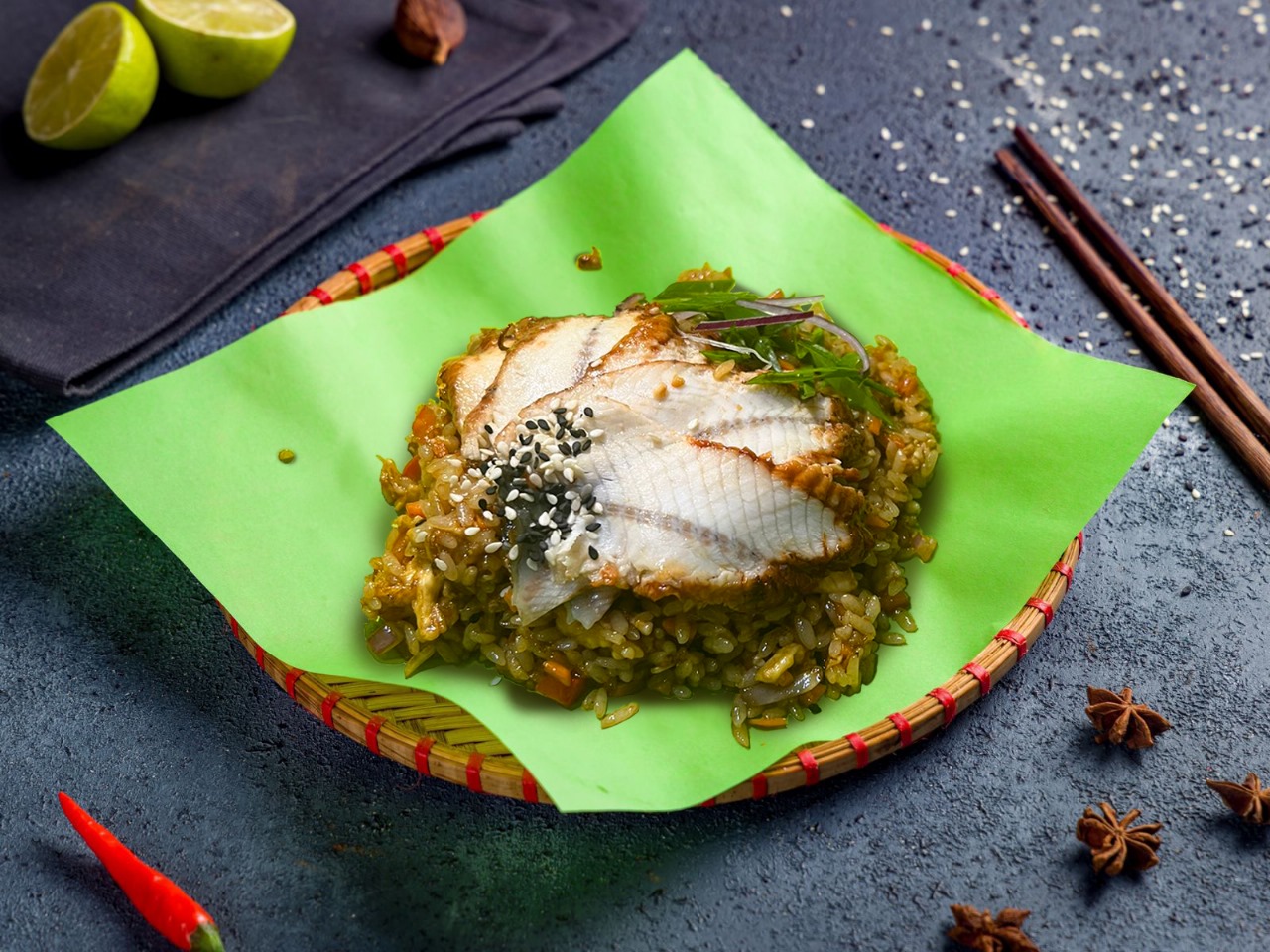 Рис с угрем в соусе унаги