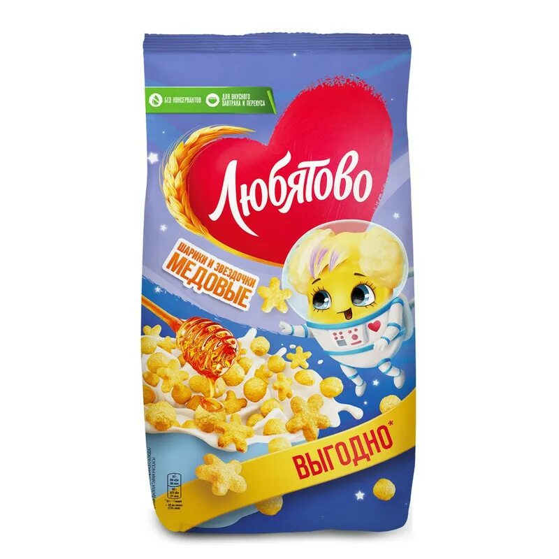 Шарики/Звездочки Любятово медовые 420г м/уп