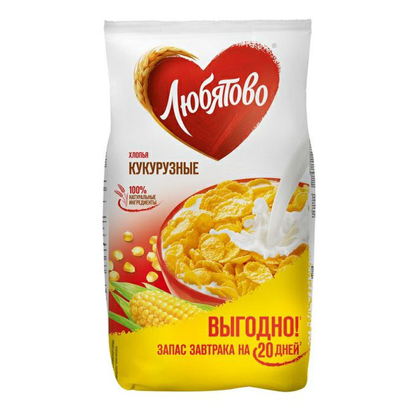 Хлопья Любятово кукурузные 600г м/уп