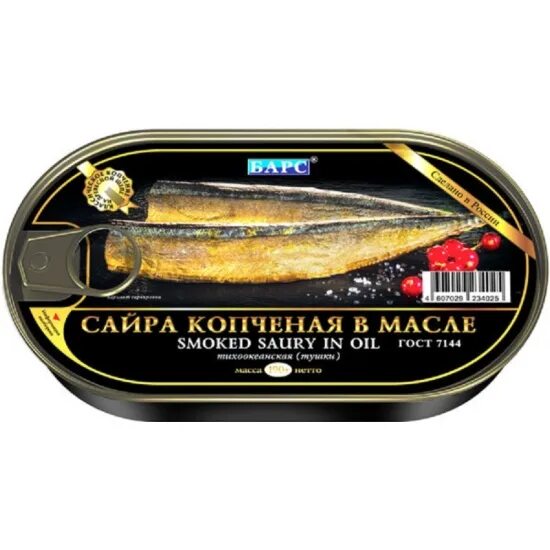 Сайра Барс копчен. в м/с 190гр ж/б