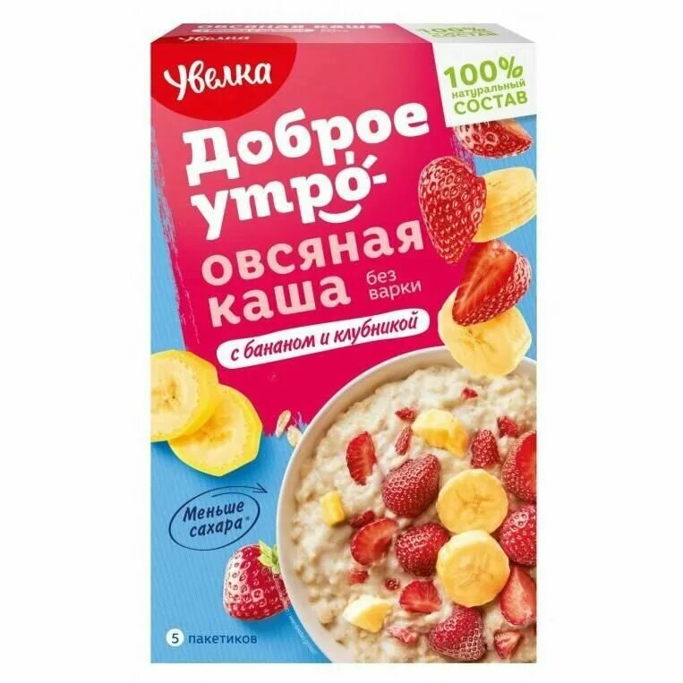 Каша Увелка овсяная Банан/клубника 200г