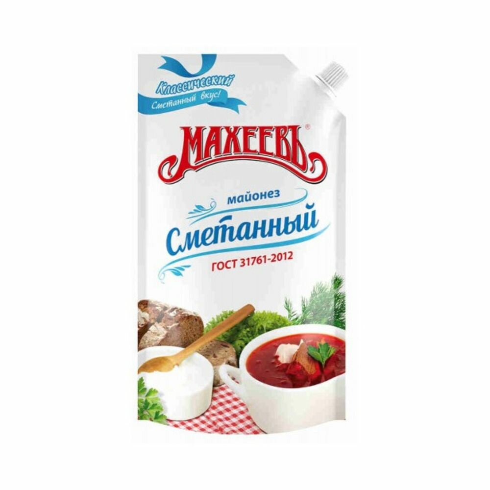 Майонез Махеев Сметанный 50,5% 380г дойпак