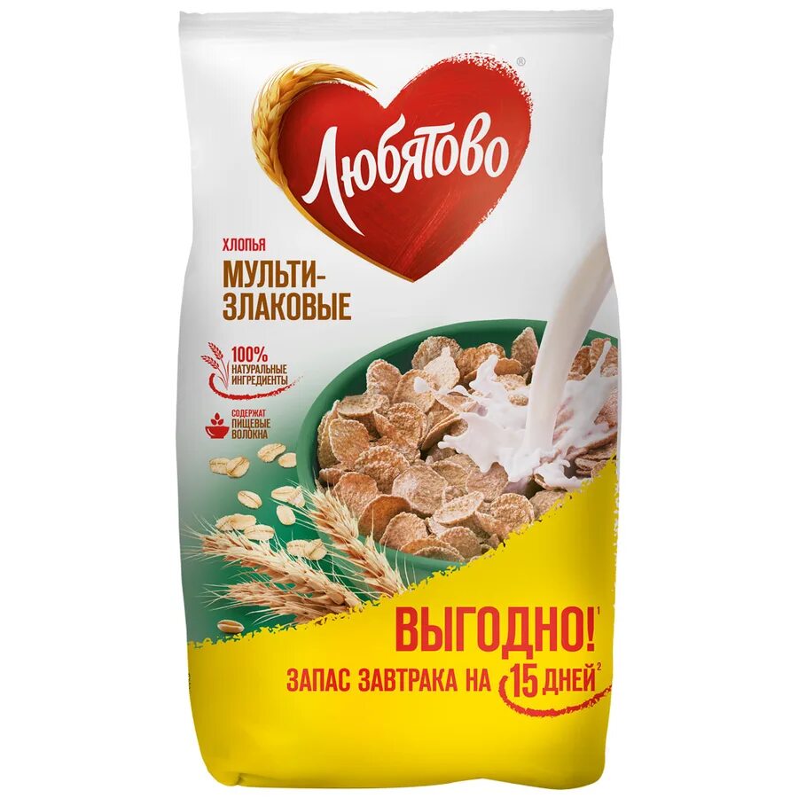 Хлопья Любятово Мультизлаковые 450г м/уп