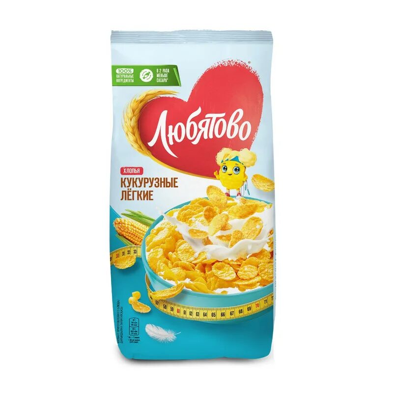 Хлопья Любятово кукур. Легкие 270г м/уп