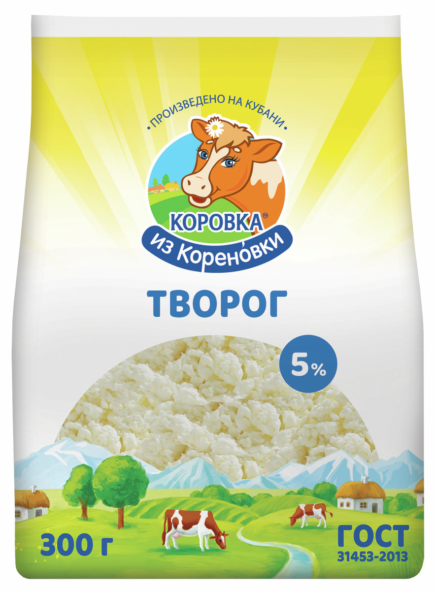 Творог Кореновка 5% 300г м/уп