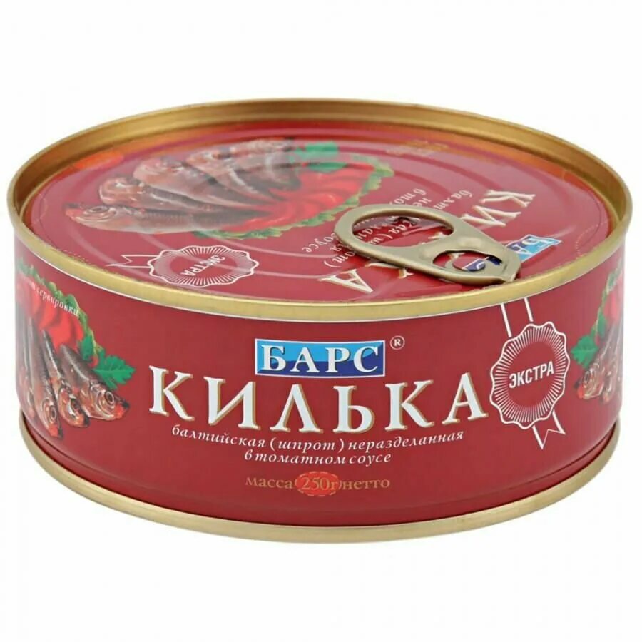 Килька Барс Экстра балт. н/р в т/с 250г ж/б красная этикетка