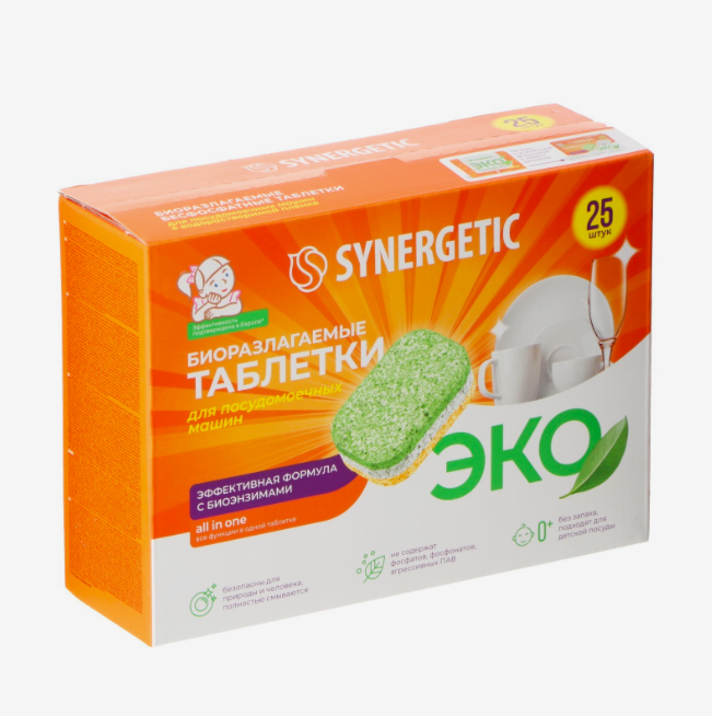 Эко Таблетки д/посудомоечных машин  Синержетик 500гр/25табл.
