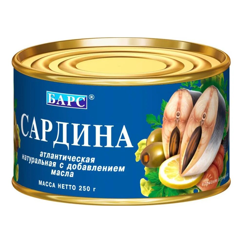 Сардина Барс т/с 250г ж/б