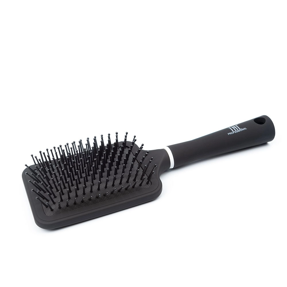 TNL, ЩЕТКА МАССАЖНАЯ ПРЯМОУГОЛЬНАЯ С НЕЙЛОНОВЫМИ ШТИФТАМИ (D 84 ММ, ЧЕРНАЯ)