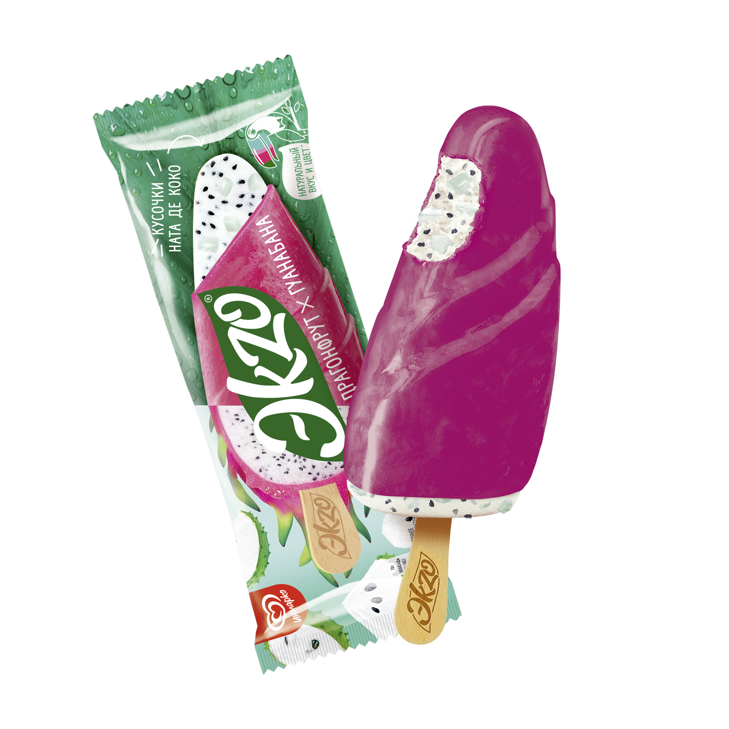 Мороженое Ekzo Драгонфрут с кусочками Ната де Коко 70 гр
