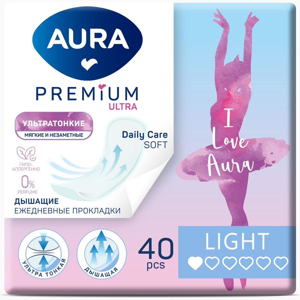 AURA Premium Прокладки женские ежедневные ультратонкие MULTIFORM 40шт