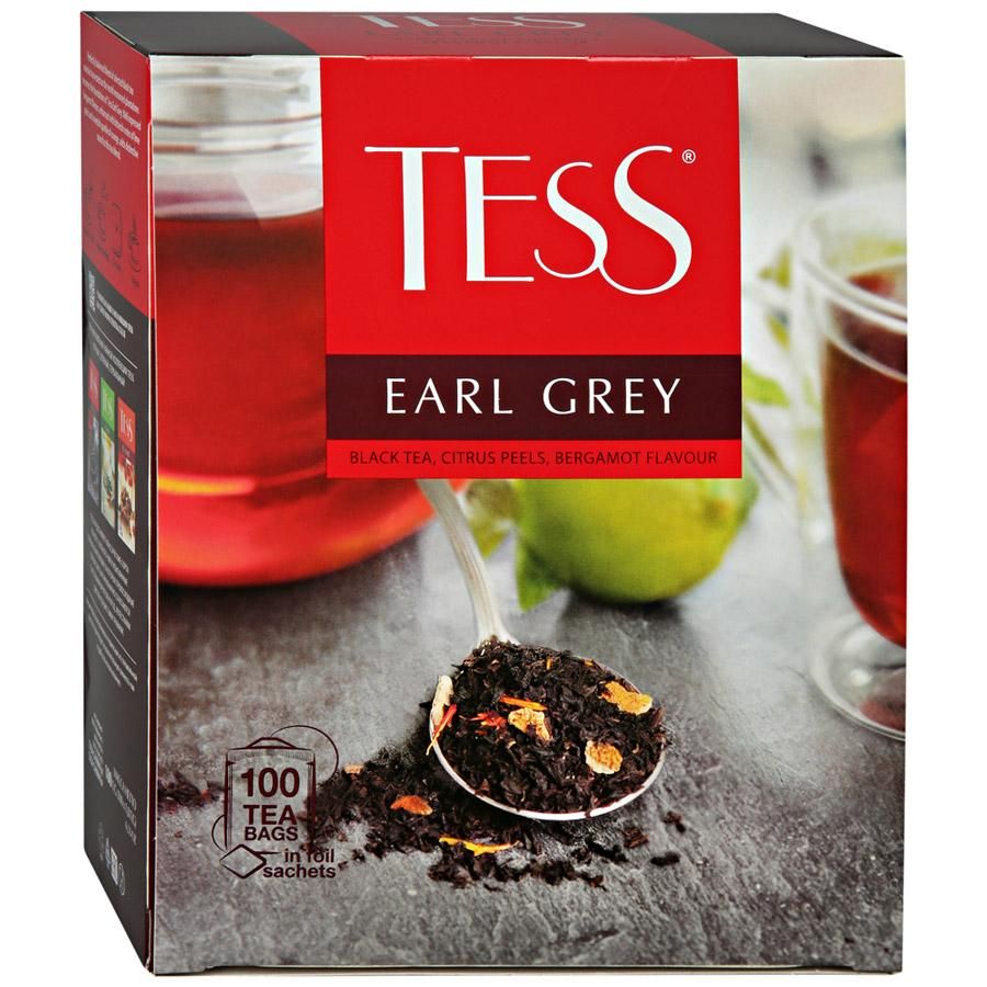 Чай черный цедра цитрусовых и аромат бергамота Tess, 100пак х 1.8г