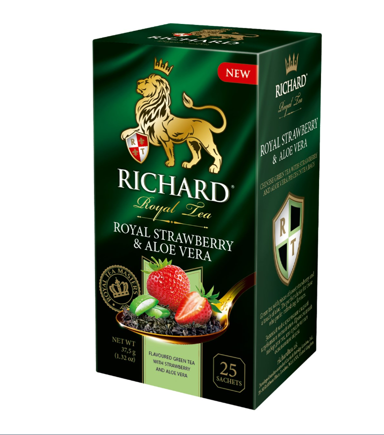 Чай зеленый пакетированный Richard Royal Strawberry & Aloe Vera, 25 х 1.5г