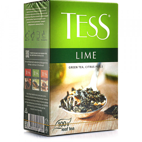 Чай Tess Лайм зеленый листовой с добавками, 100г