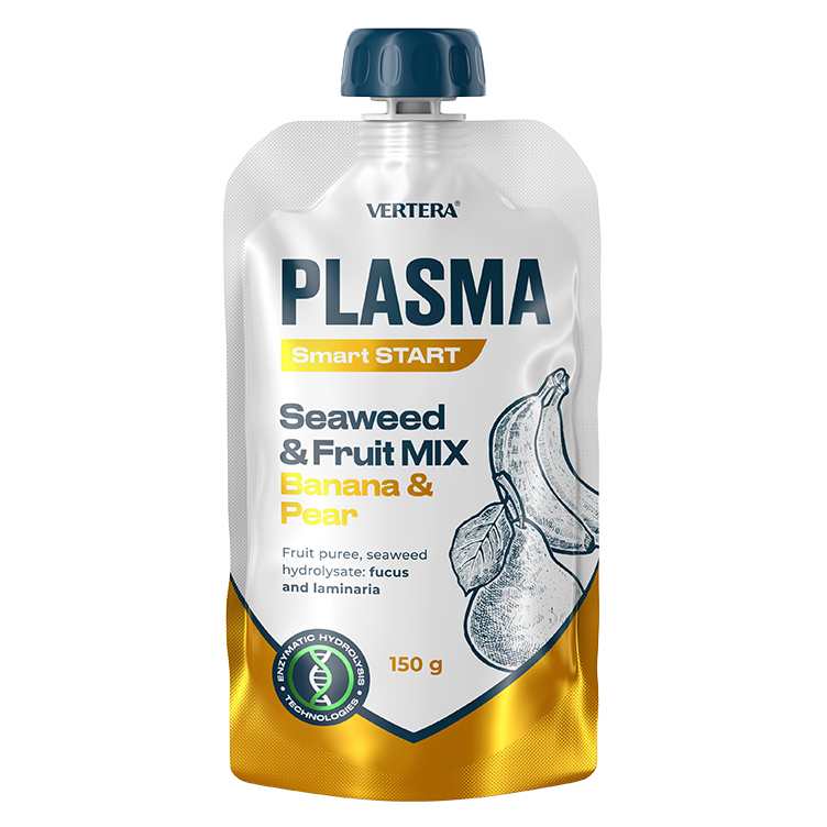 Plasma. Smart start пюре фруктовое с гидролизатом водорослей. Банан-груша